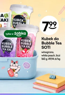 Kubek do Bubble Tea SOTI white peach promocja w Żabka