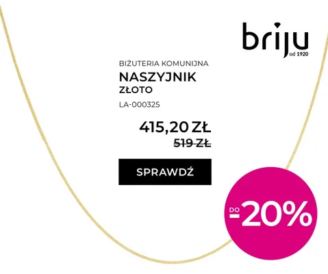 Naszyjnik komunijny złoto promocja w Briju