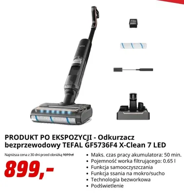 Odkurzacz bezprzewodowy Tefal GF5736F4 X-Clean 7 LED promocja w Media Markt