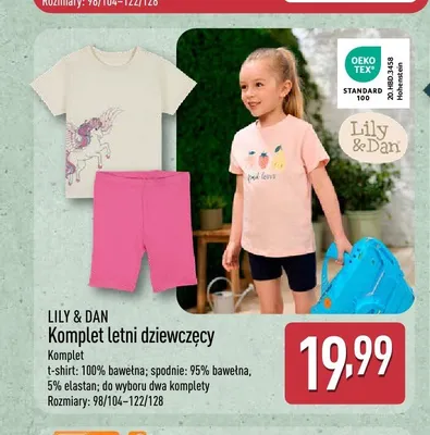 Komplet letni dziewczęcy Lily & Dan promocja w Aldi