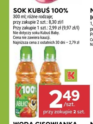 Sok Kubuś 100% promocja w Stokrotka