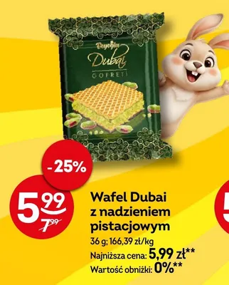 Wafel Dubai z nadzieniem pistacjowym promocja w Żabka