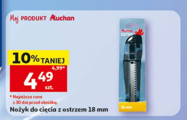 Nożyk do cięcia z ostrzem 18mm Auchan promocja w Auchan