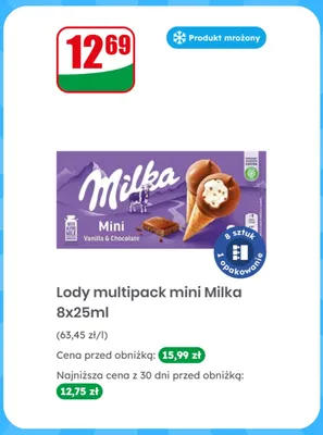 Lody multipack mini Milka Vanilla & Chocolate 8-pak 25 ml promocja w Dino