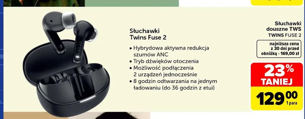 Słuchawki douszne Tws Twins Fuse 2 Fresh 'n Rebel promocja w Carrefour