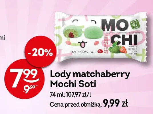 Lody matchaberry Mochi Soti promocja w Żabka