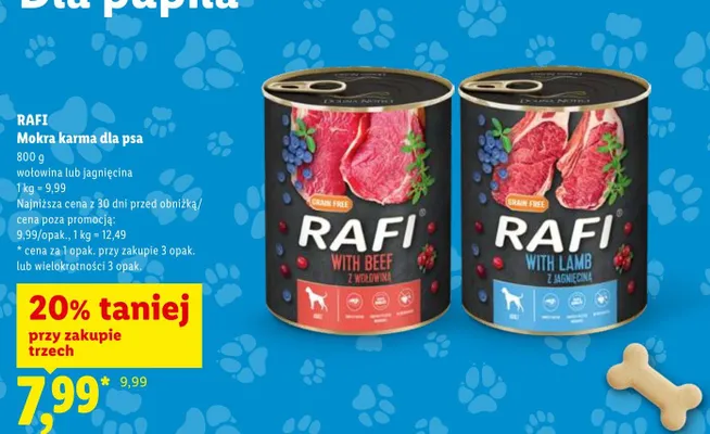 Mokra karma dla psa Rafi jagnięcina promocja w Lidl