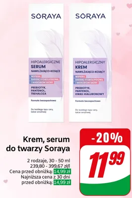 Krem, serum do twarzy Soraya promocja w Dino