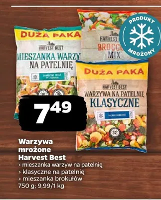 Warzywa mrożone Harvest Best mieszanka warzyw na patelnię, klasyczne na patelnię, mieszanka brokułów promocja w Netto