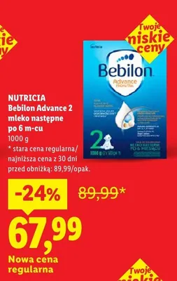 Mleko następne Bebilon Advance 2 po 6m-cu Nutricia promocja w Lidl