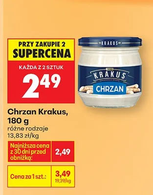 Chrzan różne rodzaje Krakus promocja w Biedronka