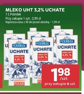 Mleko UHT Uchate Polmlek 3,2% promocja w Stokrotka