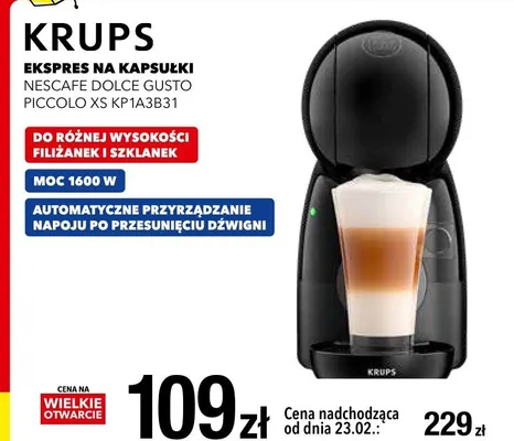 Ekspres na kapsułki Nescafe Dolce Gusto Piccolo XS KP1A3B31 promocja w RTV EURO AGD