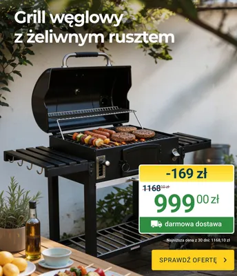 Grill węglowy z żeliwnym rusztem promocja w ERLI