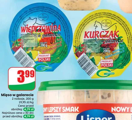 Mięso w galarecie 2 rodzaje promocja w Dino