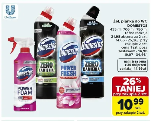 Żel do WC Domestos Zero Kamienia Lime promocja w Carrefour