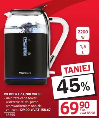 Czajnik Webber WK30 1,5L 2200W promocja w Selgros