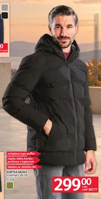 Kurtka męska ocieplana puchowa typu puffer z kapturem promocja w Selgros