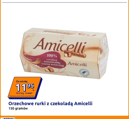 Rurki orzechowe z czekoladą Amicelli promocja w Action