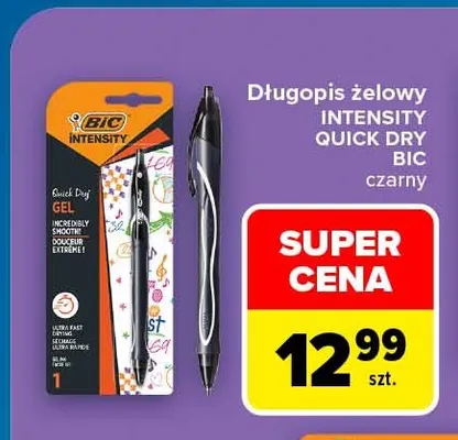 Długopis żelowy Intensity Quick Dry BIC czarny promocja w Carrefour