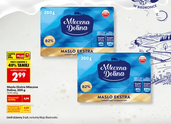 Masło ekstra Mleczna Dolina promocja w Biedronka
