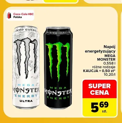 Napój energetyzujący Mega Monster Energy Ultra promocja w Carrefour Market