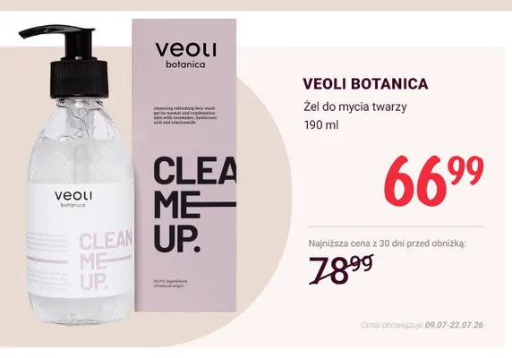 Żel do mycia twarzy Veoli Botanica promocja w Rossmann