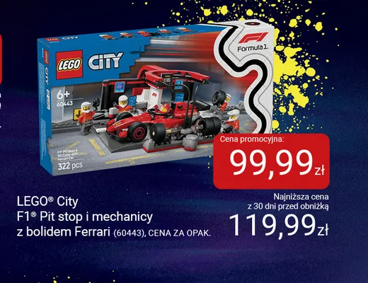 Klocki LEGO City F1 Pit stop i mechanicy z bolidem Ferrari 60443 promocja w Smyk