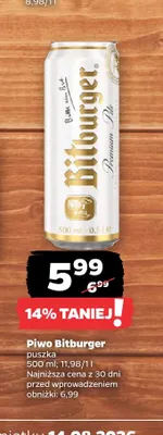 Piwo Bitburger Premium Pils promocja w Netto