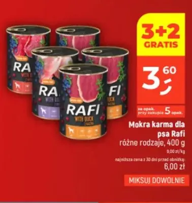 Mokra karma dla psa Rafi z kaczką promocja w Dealz