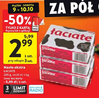 Masło ekstra Łaciate promocja w Intermarche