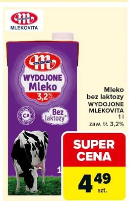 Mleko bez laktozy wydojone promocja w Carrefour Market