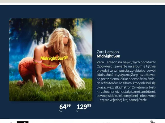 Płyta LP Zara Larsson Midnight Sun promocja w Empik