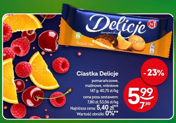 Ciastka Delicje wiśniowe promocja w Żabka