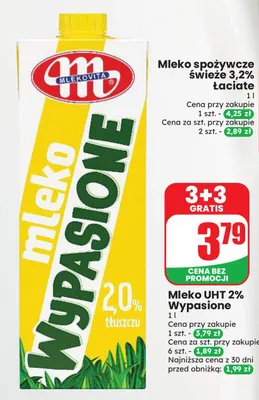 Mleko UHT Wypasione Mlekovita 2% promocja w Dino