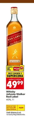 Whisky Johnnie Walker Red Label promocja w Biedronka
