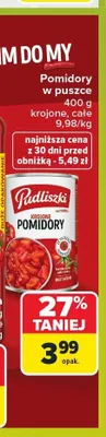 Pomidory w puszce Pudliszki krojone promocja w Carrefour Market