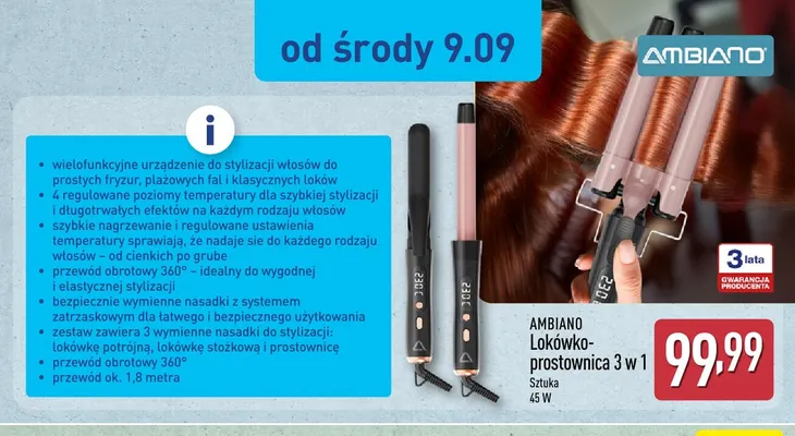 Lokówko-prostownica 3 w 1 Ambiano promocja w Aldi