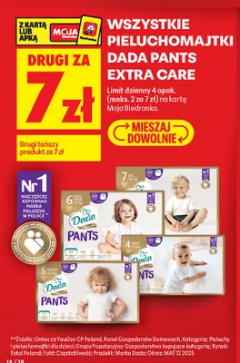 Pieluchomajtki Dada Pants Extra Care 6 Extra Large promocja w Biedronka