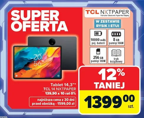 Tablet 14,3'' TCL 14 NXTPAPER promocja w Carrefour