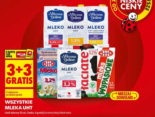 Mleko UHT Mleczna Dolina 1,5% promocja w Biedronka