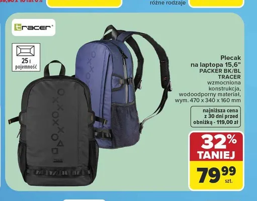 Plecak na laptopa 15,6" Tracer Packer BK/BL promocja w Carrefour