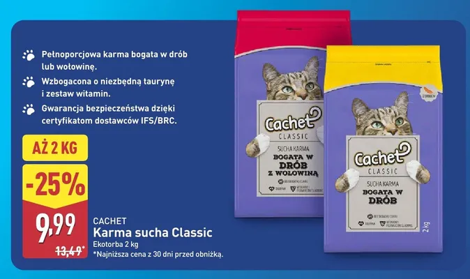 Karma sucha Classic 2 kg Cachet promocja w Aldi