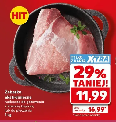 Żeberka ekstramięsne najlepsze do gotowania z kiszoną kapustą lub do pieczenia promocja w Kaufland