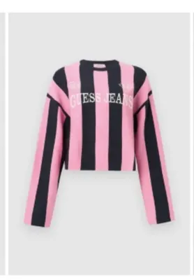 Sweter Guess Jeans jasnoróżowy promocja w Lounge by Zalando