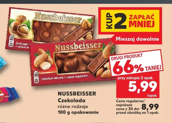 Czekolada mleczna z całymi orzechami laskowymi Nussbeisser promocja w Kaufland
