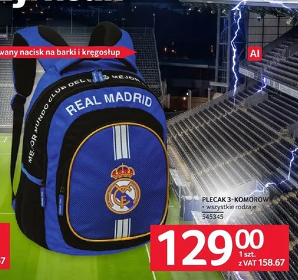 Plecak 3-komorowy Real Madrid promocja w Selgros