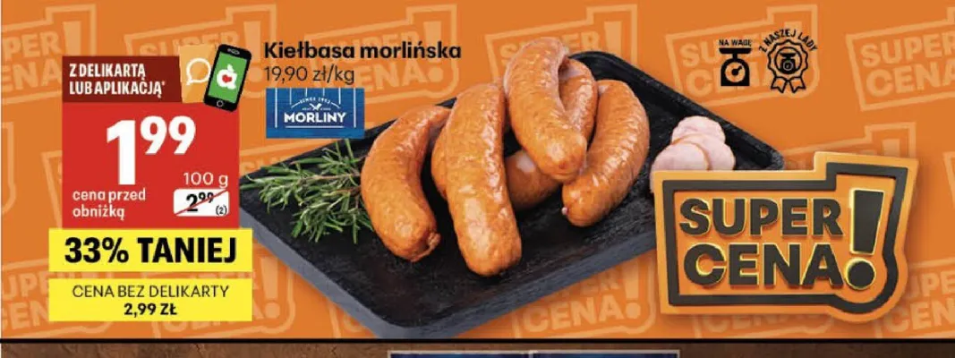 Kiełbasa morlińska promocja w Delikatesy Centrum