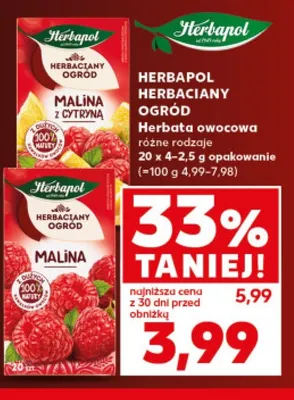 Herbata owocowa Herbaciany Ogród Malina Herbapol promocja w Kaufland