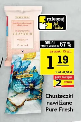 Chusteczki nawilżane Pure Fresh Glamour niebieskie 15-pak promocja w Gram Market
